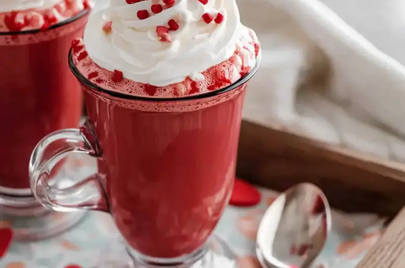 A delicious plate of Red Velvet Hot Chocolate