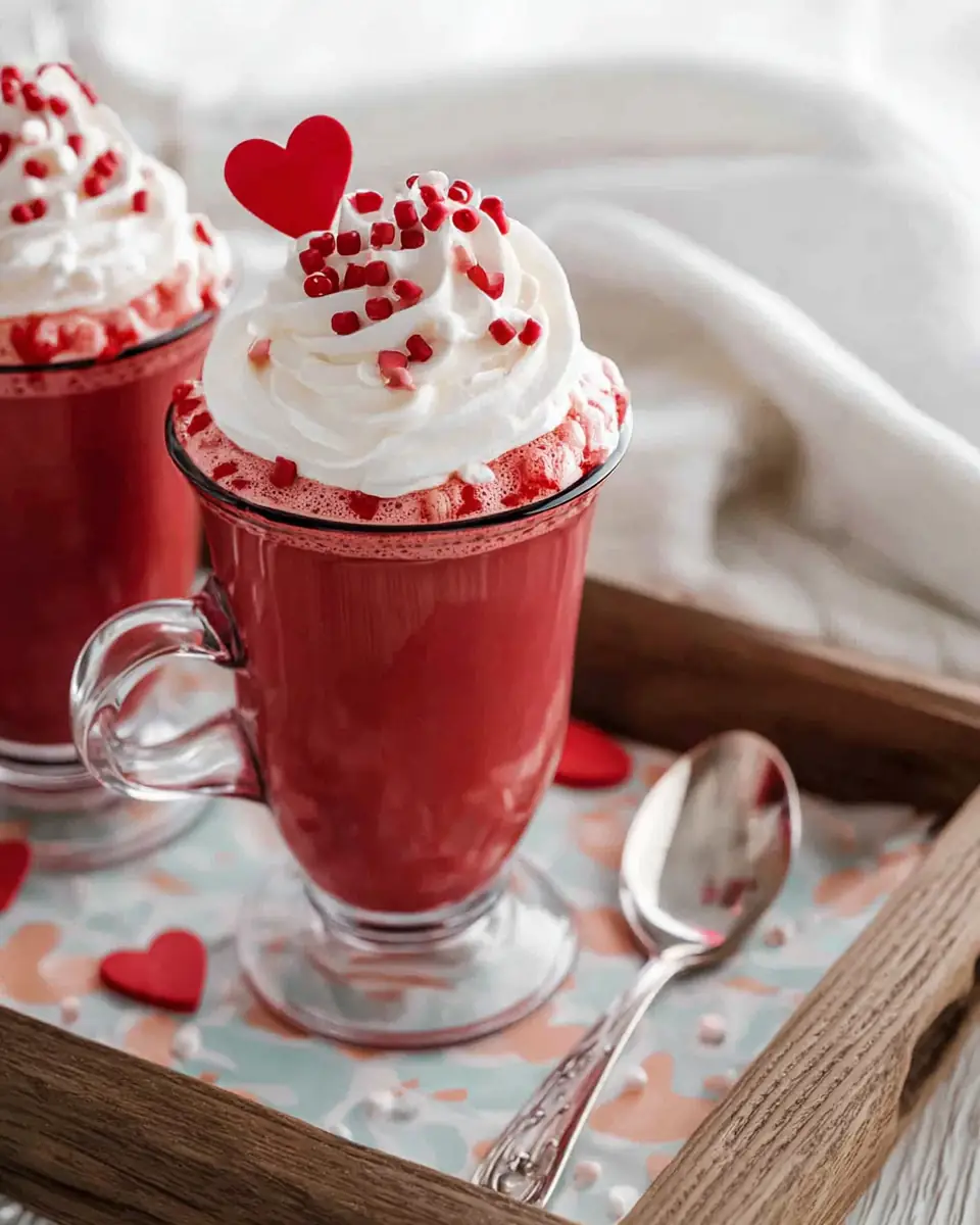 A delicious plate of Red Velvet Hot Chocolate