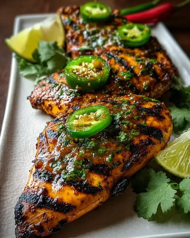 A delicious plate of Spicy Grilled Jalapeno Chicken with Zesty Marinade