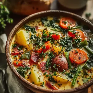 A delicious plate of Spring Vegetable Soup