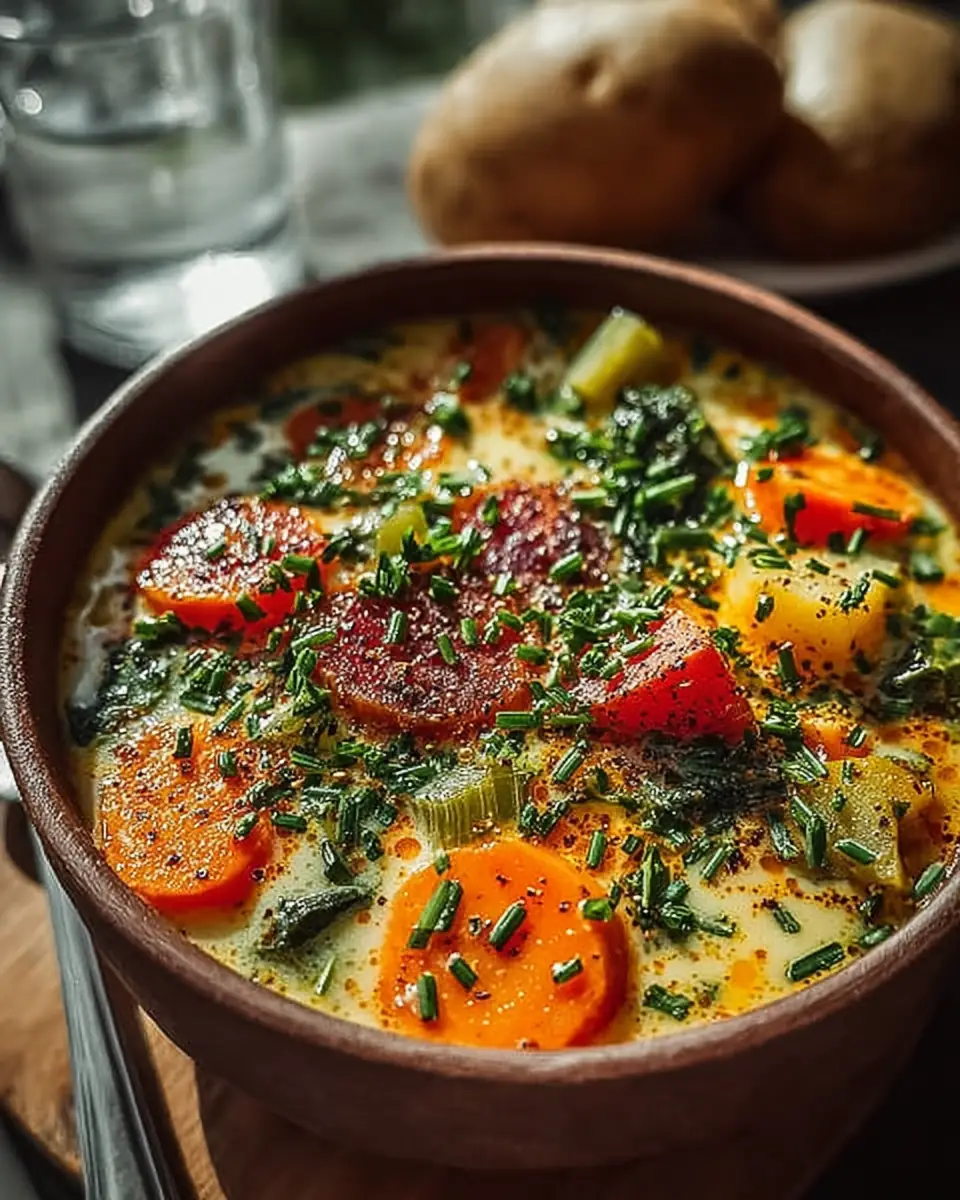 A delicious plate of Spring Vegetable Soup