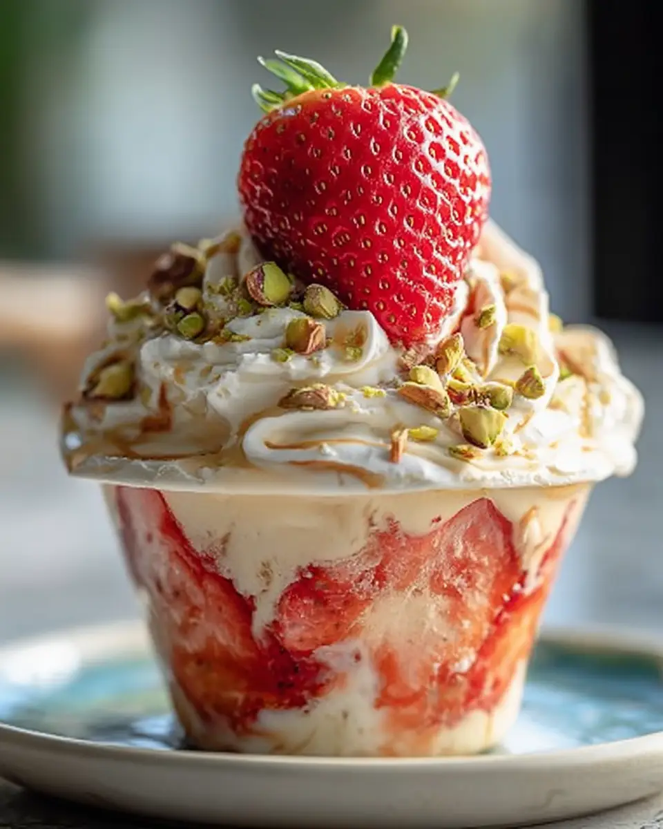 A delicious plate of Strawberry Dubai Cup