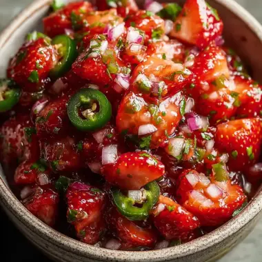A delicious plate of Strawberry Jalapeño Salsa