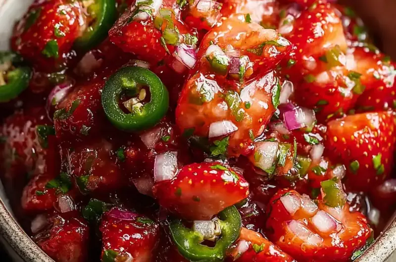 A delicious plate of Strawberry Jalapeño Salsa