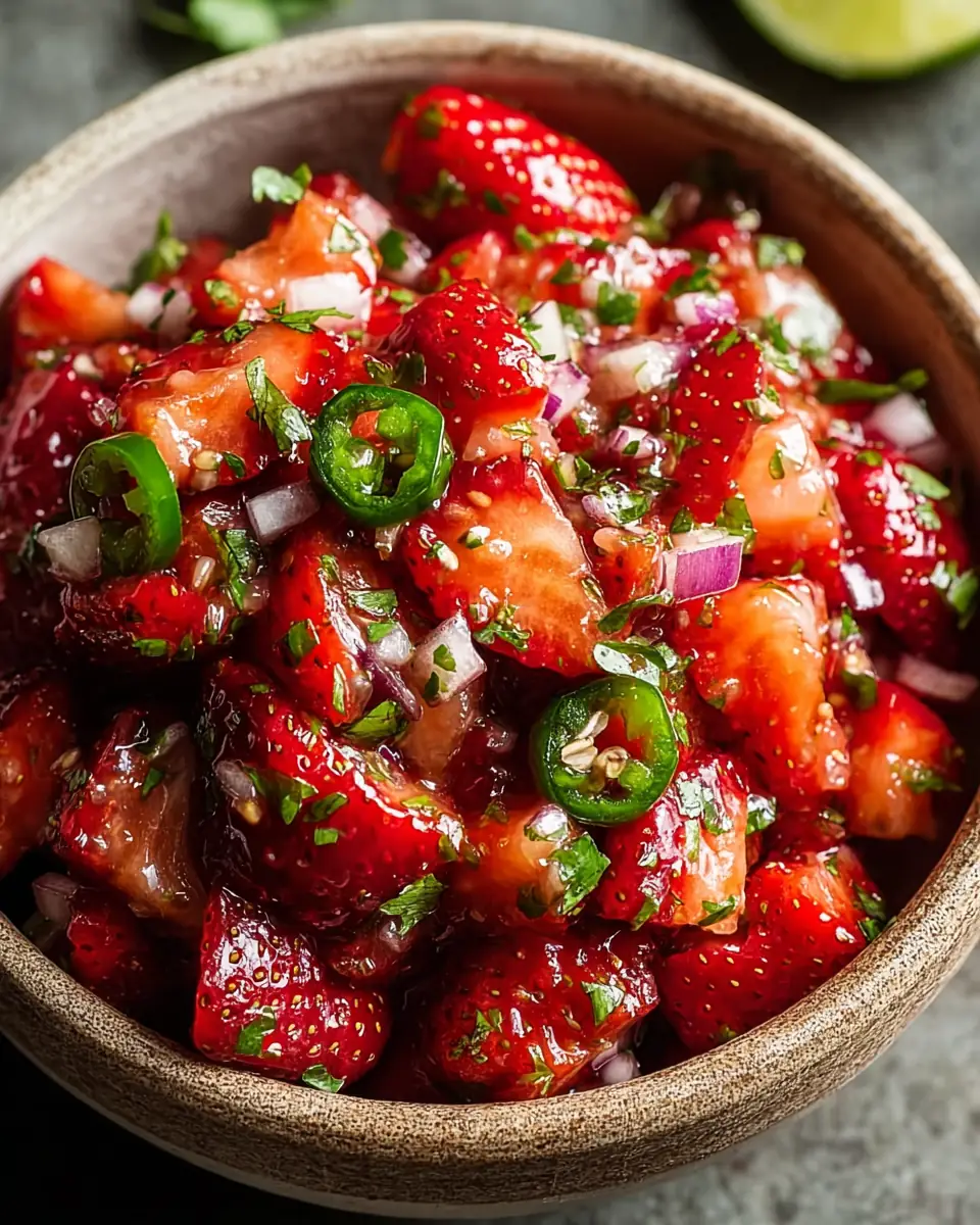 A delicious plate of Strawberry Jalapeño Salsa