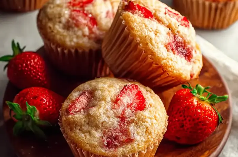 A delicious plate of Strawberry Muffins