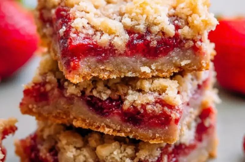 A delicious plate of Strawberry Oatmeal Crumble Bars