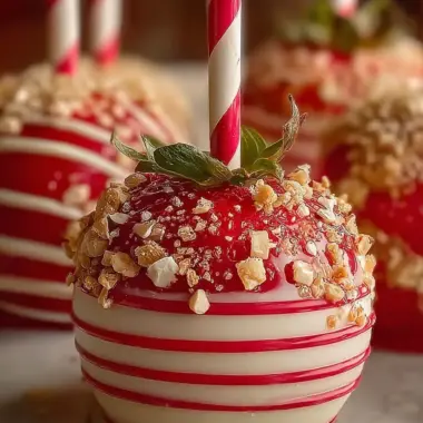 A delicious plate of Strawberry Shortcake Candy Apples