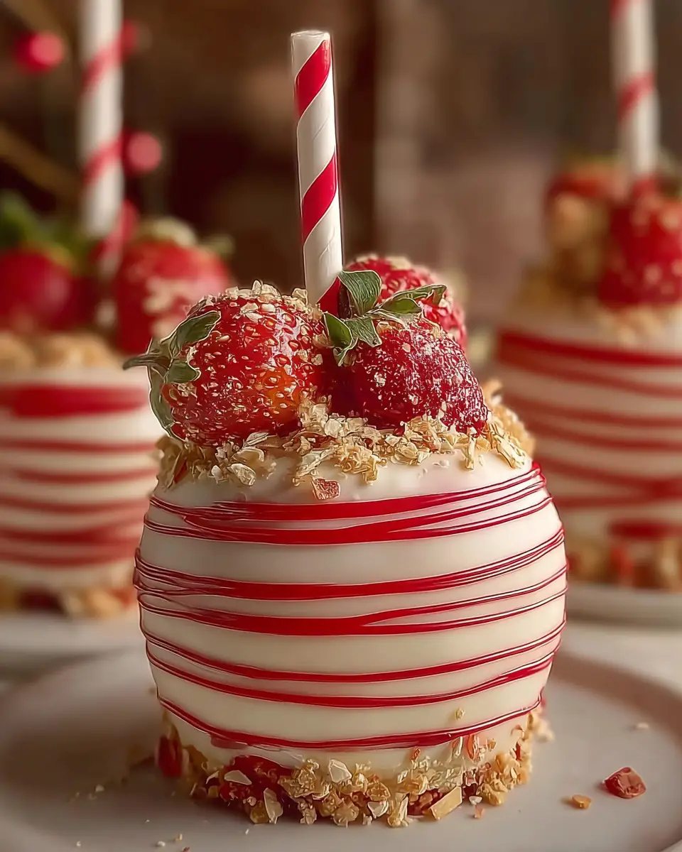 A delicious plate of Strawberry Shortcake Candy Apples