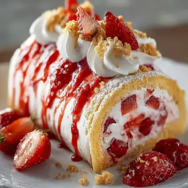 A delicious plate of Strawberry Shortcake Cheesecake