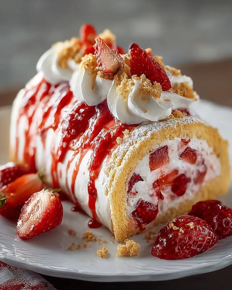 A delicious plate of Strawberry Shortcake Cheesecake