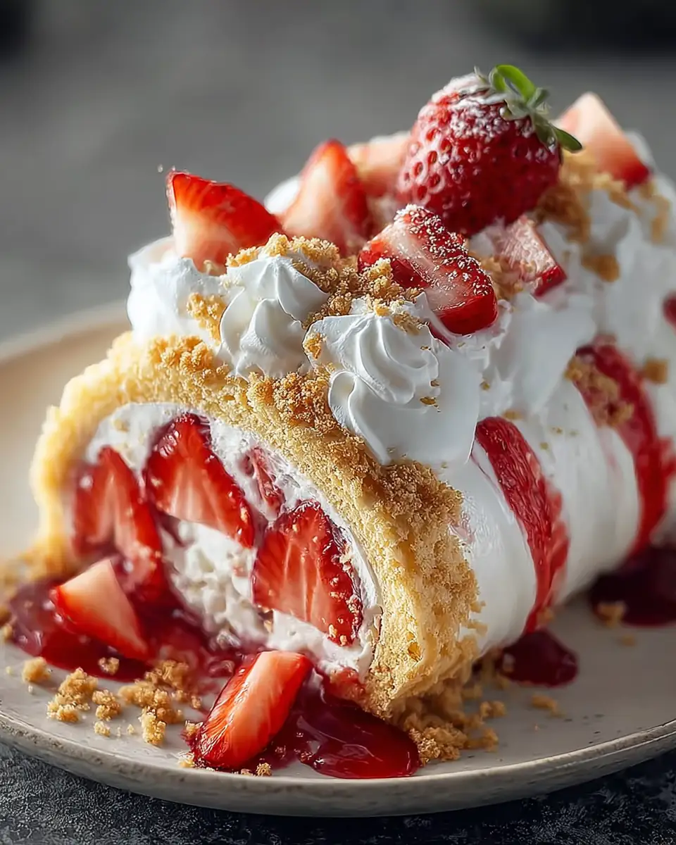A delicious plate of Strawberry Shortcake Cheesecake
