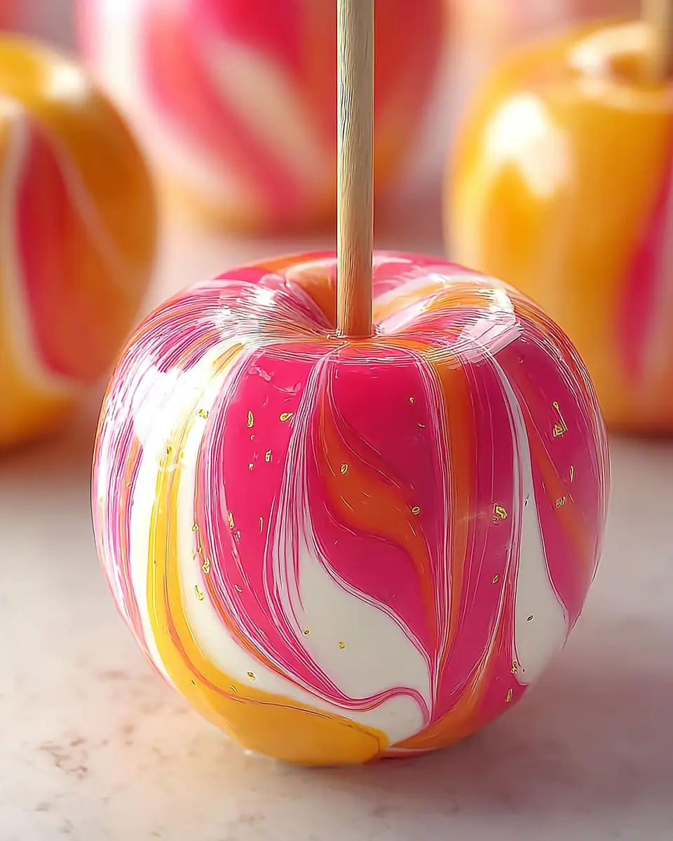 A delicious plate of Swirled Starburst Candy Apples