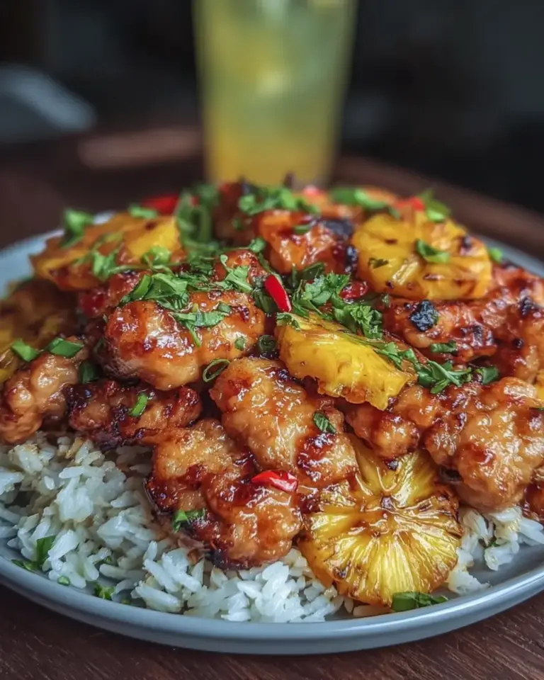 A delicious plate of Easy Pineapple Chicken with Rice