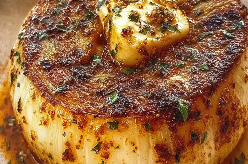 A delicious plate of Onion Bake with Butter and Herbs Recipe
