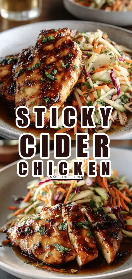 Sticky Apple Cider Chicken with Crisp Autumn Slaw