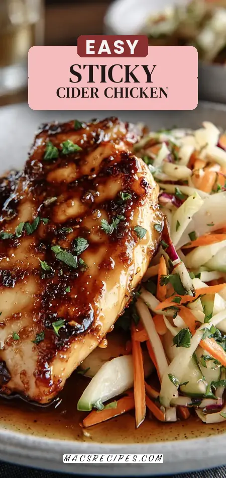 Sticky Apple Cider Chicken with Crisp Autumn Slaw