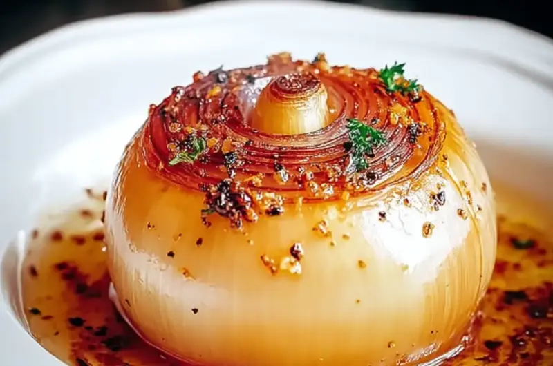 A delicious plate of Viral Onion Boil Recipe – Tender, Flavorful, and Vegan Delight