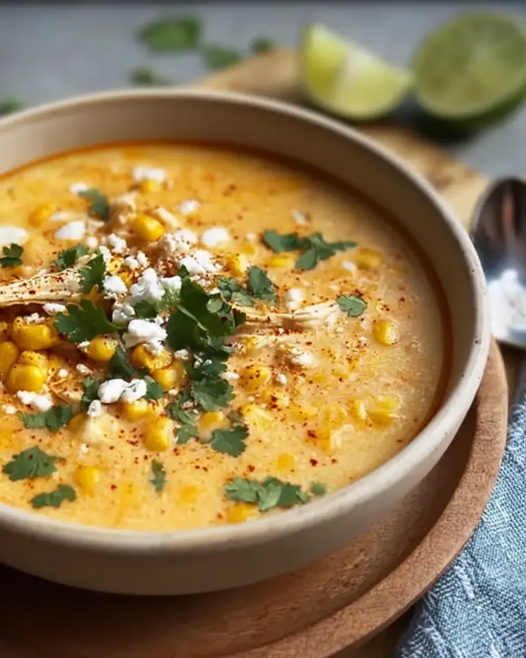 A delicious plate of Mexican Street Corn Soup